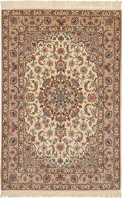  114X162 Pequeno Isfahan Fio De Seda Tapete Lã, Carpetvista