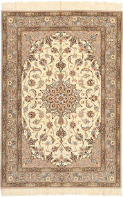 110X160 Isfahan Zijden Pool Vloerkleed Beige/Bruin Perzië/Iran Carpetvista
