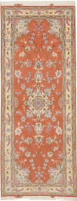 Täbriz 50 Raj Mit Seide Teppich 80X201 Läufer Orange/Beige Wolle, Persien/Iran Carpetvista