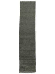 Handloom Fringes 80X200 Small Dark Grey Plain (Single Colored) Runner Wool Rug 