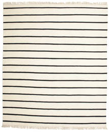  250X300 Striped Large Dhurrie Stripe Rug - White/Black Wool
