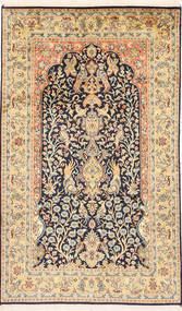  Kashmir Pura Seda Tapete 94X155 De Seda Bege/Rosa Escuro Pequeno Carpetvista