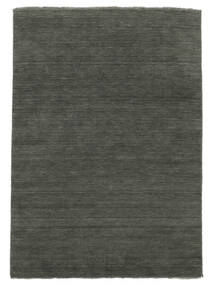  300X400 Plain (Single Colored) Large Handloom Fringes Rug - Dark Grey Wool