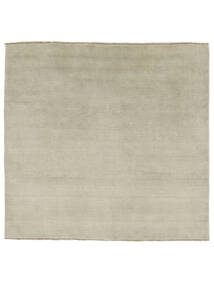 Handloom Fringes 250X250 Large Light Green/Grey Plain (Single Colored) Square Wool Rug