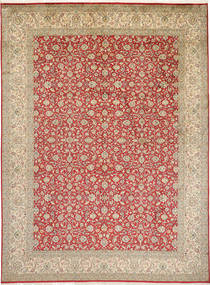  Kashmir Pura Seda Tapete 246X332 De Seda Bege/Vermelho Grande Carpetvista
