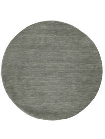  Ø 150 Plain (Single Colored) Small Handloom Rug - Dark Grey Wool