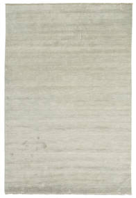 Handloom Fringes 200X300 Light Green/Grey Plain (Single Colored) Wool Rug