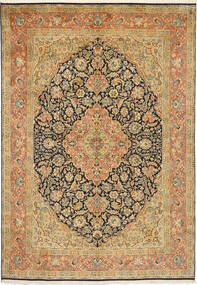  154X222 Medallion Small Kashmir Pure Silk Rug Silk, Carpetvista