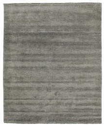  200X250 Plain (Single Colored) Handloom Fringes Rug - Dark Grey Wool