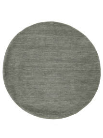 Handloom Ø 200 Dark Grey Plain (Single Colored) Round Wool Rug