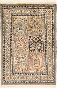  61X91 Medallion Small Kashmir Pure Silk Rug Silk, Carpetvista