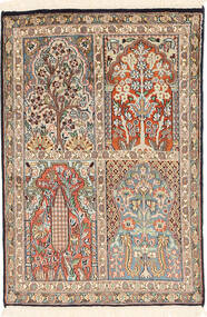 62X91 Kashmir Pure Silk Rug Oriental (Silk, India) Carpetvista
