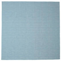 Kelim Loom 300X300 Large Blue Plain (Single Colored) Square Wool Rug