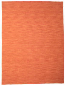  300X400 Ensfarget Stort Kelim Loom Teppe - Oransje Ull