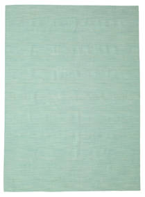  250X350 Plain (Single Colored) Large Kilim Loom Rug - Mint Green
