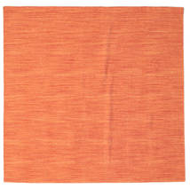 Kelim Loom 200X200 Orange Plain (Single Colored) Square Wool Rug