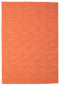  220X320 Enkeltfarvet Kelim Loom Tæppe - Orange Uld