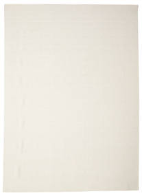  250X350 Plain (Single Colored) Large Kilim Loom Rug - Cream White Wool