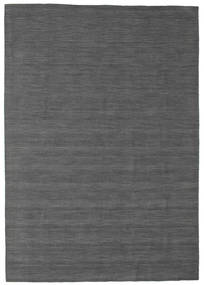 Kelim Loom 220X320 Black/Grey Plain (Single Colored) Wool Rug