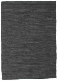  140X200 Plain (Single Colored) Small Kilim Loom Rug - Black/Grey