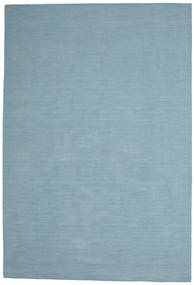  200X300 Eén Kleur Kelim Loom Vloerkleed - Blauw Wol