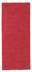 Kelim Loom 80X200 Small Dark Red Plain (Single Colored) Runner Rug