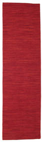  80X300 Kelim Loom Dark Red Runner Rug
 Small