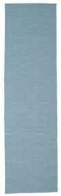 Teppichläufer 80X300 Einfarbig Kelim Loom - Blau