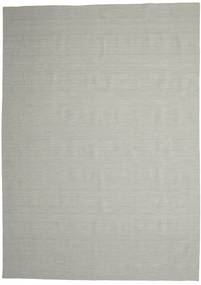 Kelim Loom 250X350 Large Grey Plain (Single Colored) Wool Rug