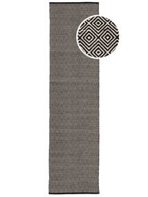  80X300 Geometrisch Klein Diamond Teppich - Schwarz/Weiß Baumwolle