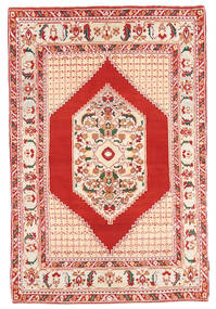 134X202 Dywan Orientalny Hamadan Beżowy/Czerwony (Wełna, Persja/Iran) Carpetvista