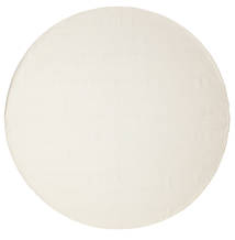  Ø 300 Plain (Single Colored) Large Kilim Loom Rug - Cream White Wool