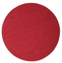  Ø 250 Plain (Single Colored) Large Kilim Loom Rug - Dark Red