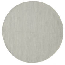  Ø 150 Plain (Single Colored) Small Kilim Loom Rug - Grey