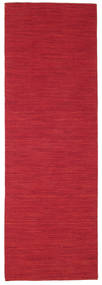  Wool Rug 80X250 Kelim Loom Dark Red Runner
 Small