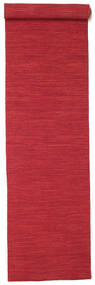 Kelim Loom 80X500 Petit Rouge Foncé Uni Couloir Tapis De Laine