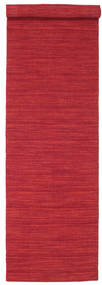Kelim Loom 80X400 Small Dark Red Plain (Single Colored) Runner Rug