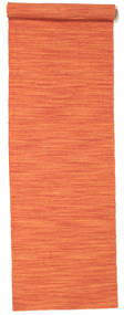 Kelim Loom 80X350 Mały Pomarańczowy Jednobarwny Chodnik Dywan Wełniany