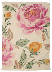 Kelim Karabakh Sofia 160X230 オフホワイト/ピンク 花柄 ウール 絨毯