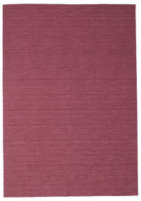  220X320 単色 キリム ルーム 絨毯 - パープル ウール