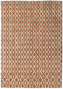Kelim Moderne Teppe 201X285 Brun/Oransje Ull, Afghanistan Carpetvista