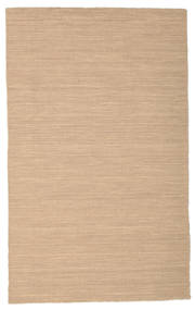  100X160 Plain (Single Colored) Small Kilim Loom Rug - Beige Wool