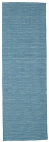 廊下 絨毯 80X250 単色 キリム ルーム - ブルー