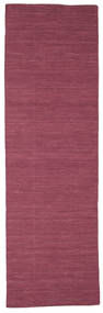  80X250 Plain (Single Colored) Small Kilim Loom Rug - Purple Wool