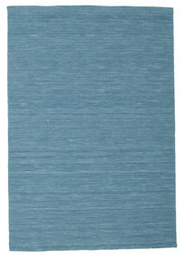 Kelim Loom 120X180 Pequeno Azul Cor Única Tapete Lã