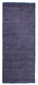  80X200 Plain (Single Colored) Small Handloom Fringes Rug - Purple Wool