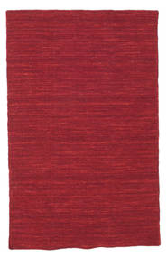  80X120 Plain (Single Colored) Small Kilim Loom Rug - Dark Red Wool