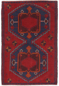 絨毯 オリエンタル バルーチ 88X147 ダークレッド/ダークパープル (ウール, アフガニスタン)