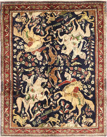  Persian Qum Kork/Silk Pictorial Rug 120X155 (Wool, Persia/Iran)
