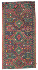 169X334 Kelim Vintage Turkisk Orientalisk Hallmatta Röd/Mörkgrå (Ull, Turkiet) Carpetvista